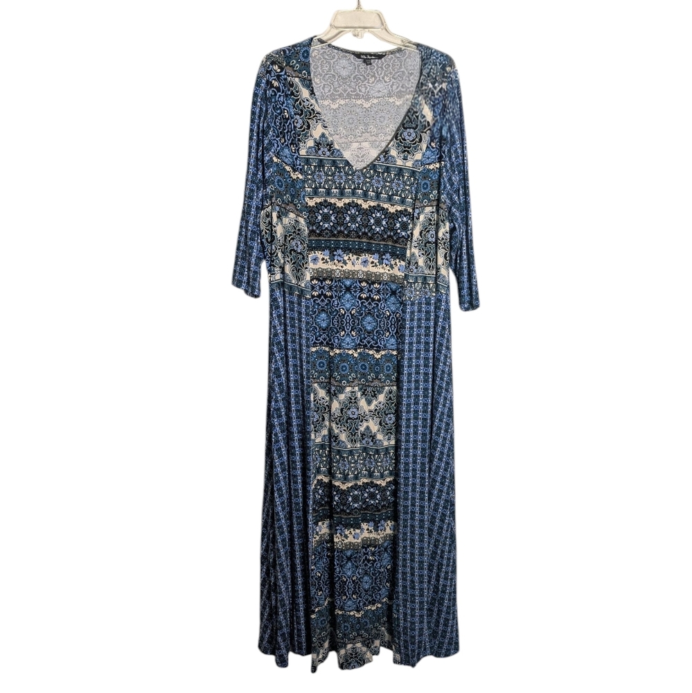 Ulla Popken Womens Maxi Dress Floral Boho Bohemian Lagenlook Plus Size 20 22